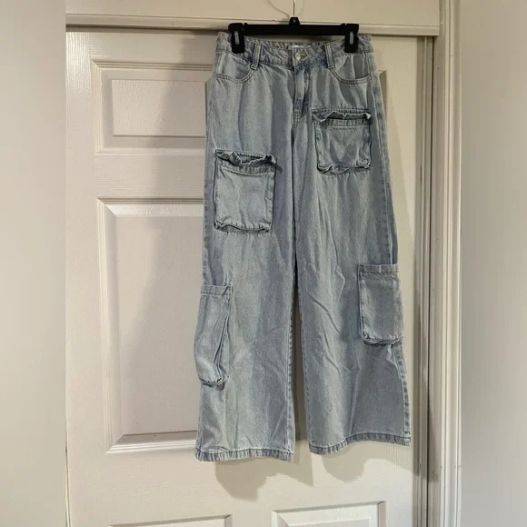 RSQ Women's Wide Leg Denim Cargo Jeans Size 26 - Picture 1 of 10